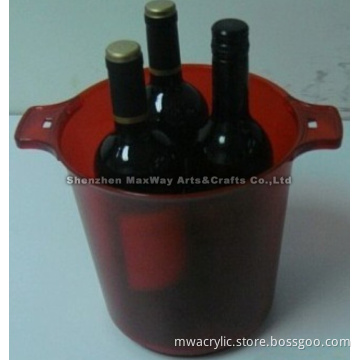 Elegant red round lucite ice bucket/pail